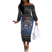 Egypt Eye Of Ra Off The Shoulder Long Sleeve Dress Galaxy Zodiac Universe