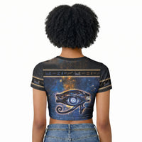 Egypt Eye Of Ra Raglan Cropped T shirt Galaxy Zodiac Universe