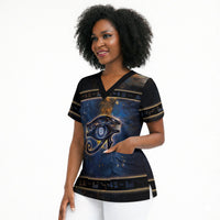 Egypt Eye Of Ra Scrub Top Galaxy Zodiac Universe