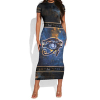 Egypt Eye Of Ra Short Sleeve Bodycon Dress Galaxy Zodiac Universe