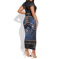 Egypt Eye Of Ra Short Sleeve Bodycon Dress Galaxy Zodiac Universe