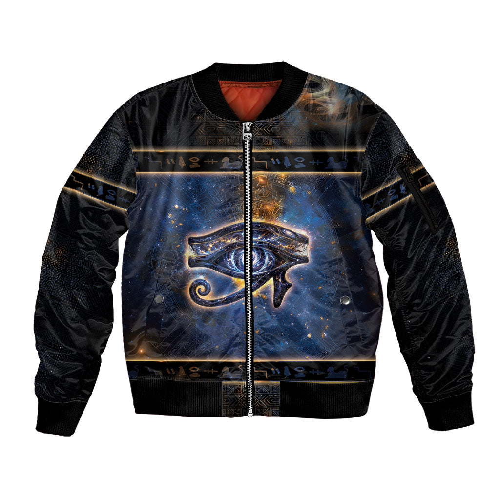 Egypt Eye Of Ra Sleeve Zip Bomber Jacket Galaxy Zodiac Universe
