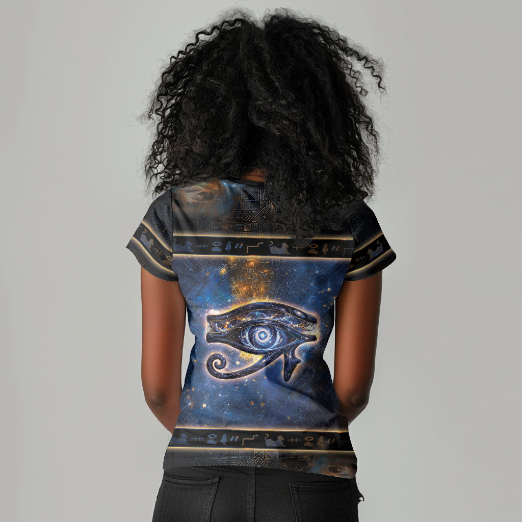 Egypt Eye Of Ra Women V-Neck T-Shirt Galaxy Zodiac Universe
