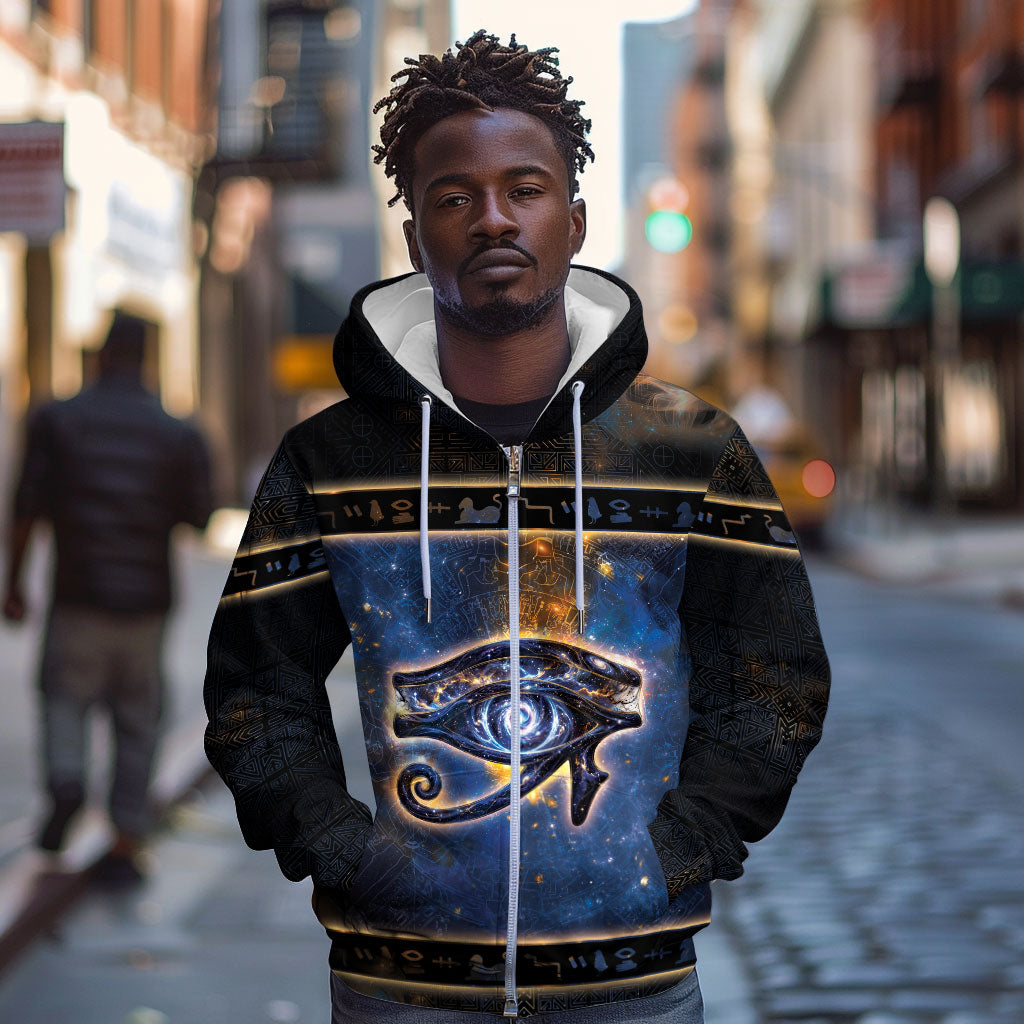 Egypt Eye Of Ra Zip Hoodie Galaxy Zodiac Universe