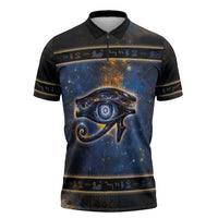 Egypt Eye Of Ra Zipper Polo Shirt Galaxy Zodiac Universe