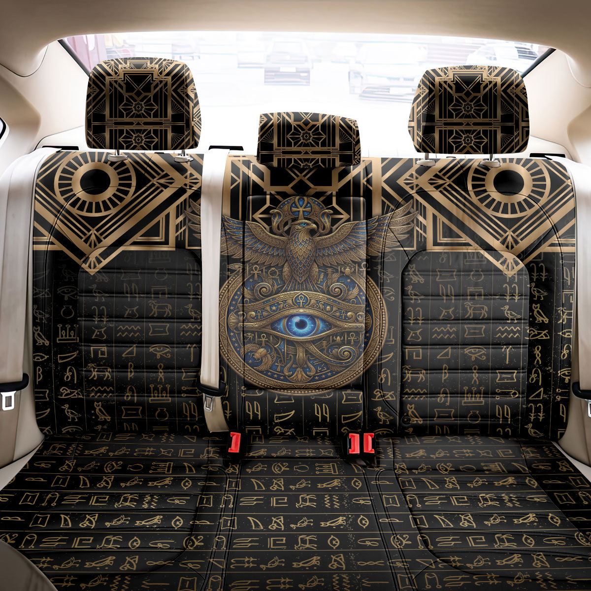 Egypt Eye of Horus Back Car Seat Cover Hieroglyphics Patterns Retro Style