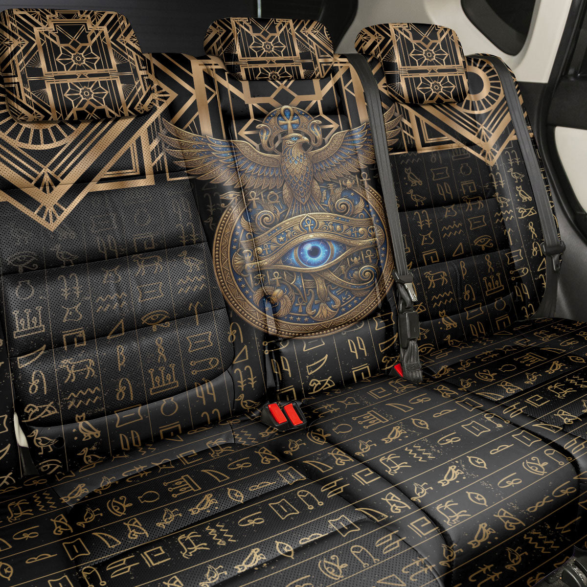 Egypt Eye of Horus Back Car Seat Cover Hieroglyphics Patterns Retro Style