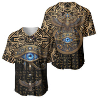 Egypt Eye of Horus Baseball Jersey Hieroglyphics Patterns Retro Style