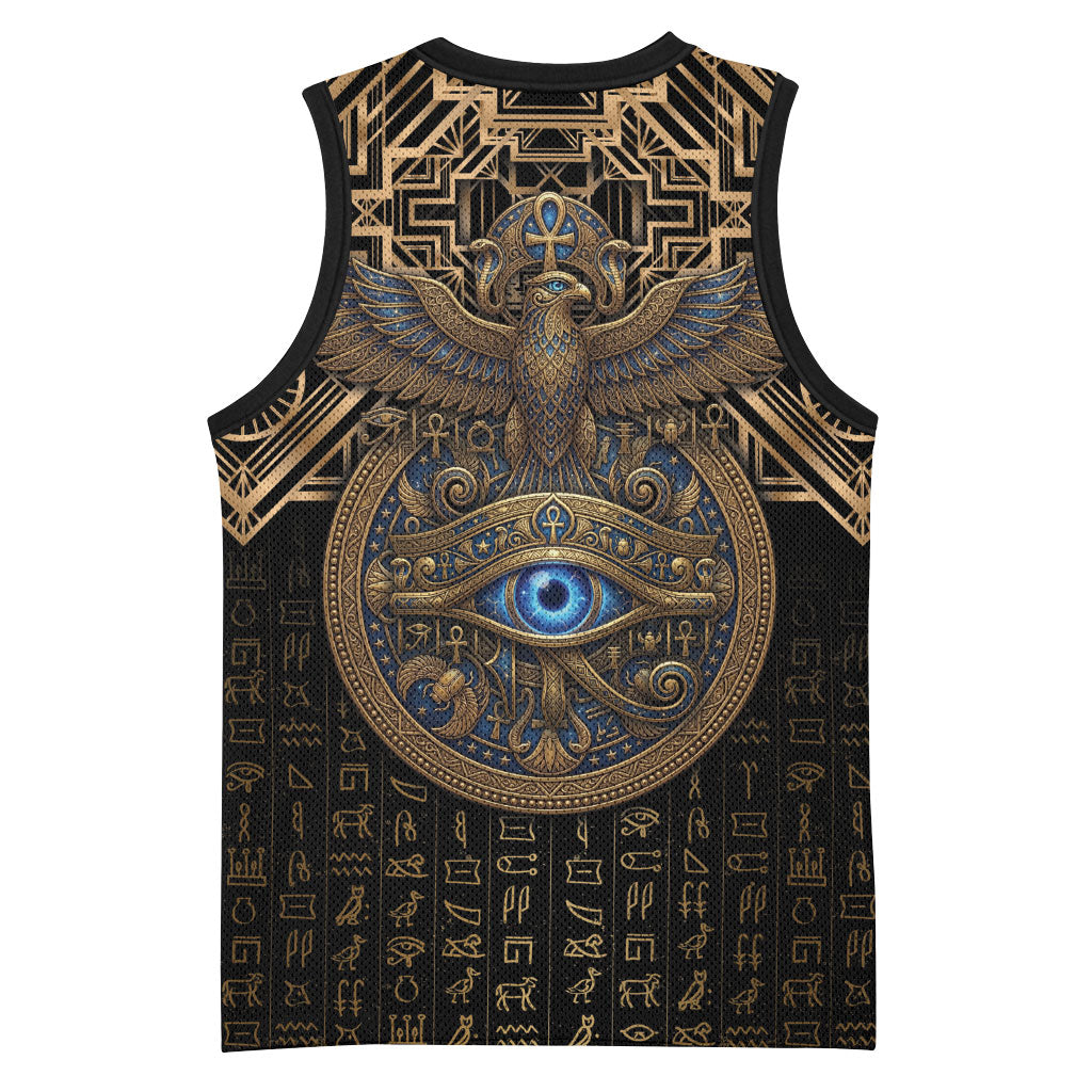 Egypt Eye of Horus Basketball Jersey Hieroglyphics Patterns Retro Style
