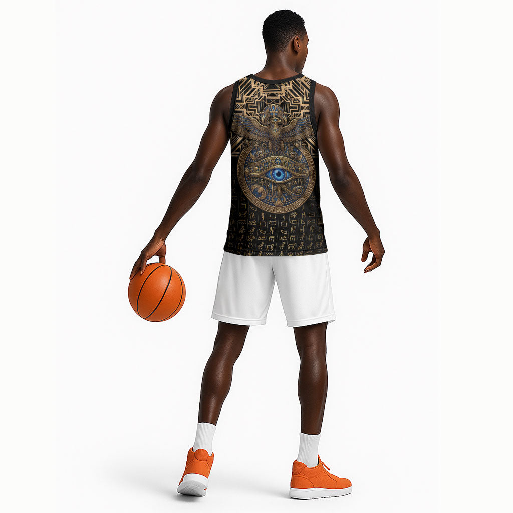 Egypt Eye of Horus Basketball Jersey Hieroglyphics Patterns Retro Style