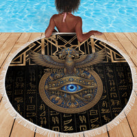 Egypt Eye of Horus Beach Blanket Hieroglyphics Patterns Retro Style