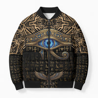 Egypt Eye of Horus Bomber Puffer Jacket Hieroglyphics Patterns Retro Style