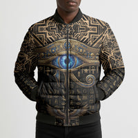 Egypt Eye of Horus Bomber Puffer Jacket Hieroglyphics Patterns Retro Style