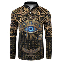 Egypt Eye of Horus Button Sweatshirt Hieroglyphics Patterns Retro Style
