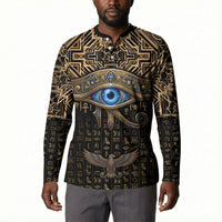 Egypt Eye of Horus Button Sweatshirt Hieroglyphics Patterns Retro Style