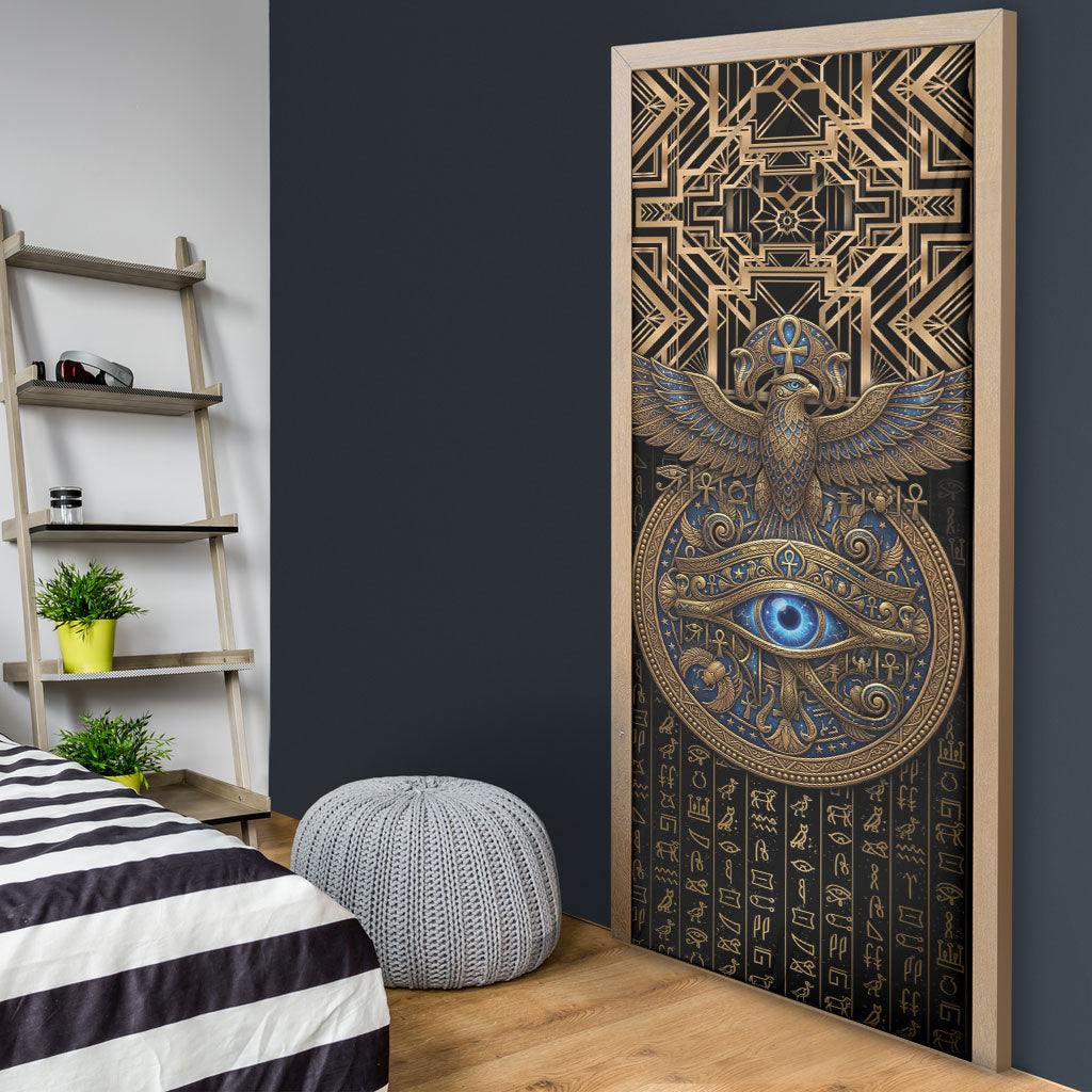 Egypt Eye of Horus Door Cover Hieroglyphics Patterns Retro Style
