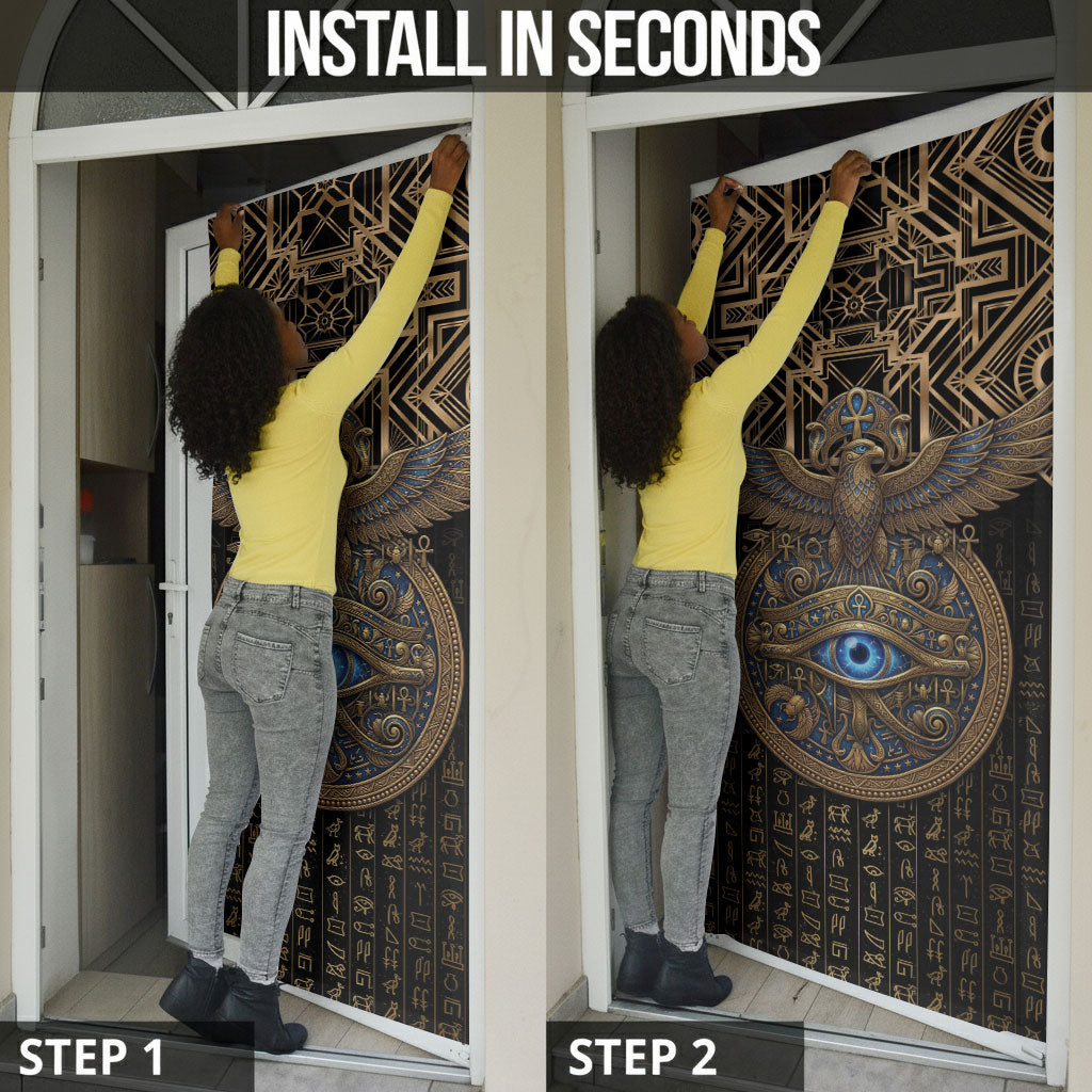 Egypt Eye of Horus Door Cover Hieroglyphics Patterns Retro Style