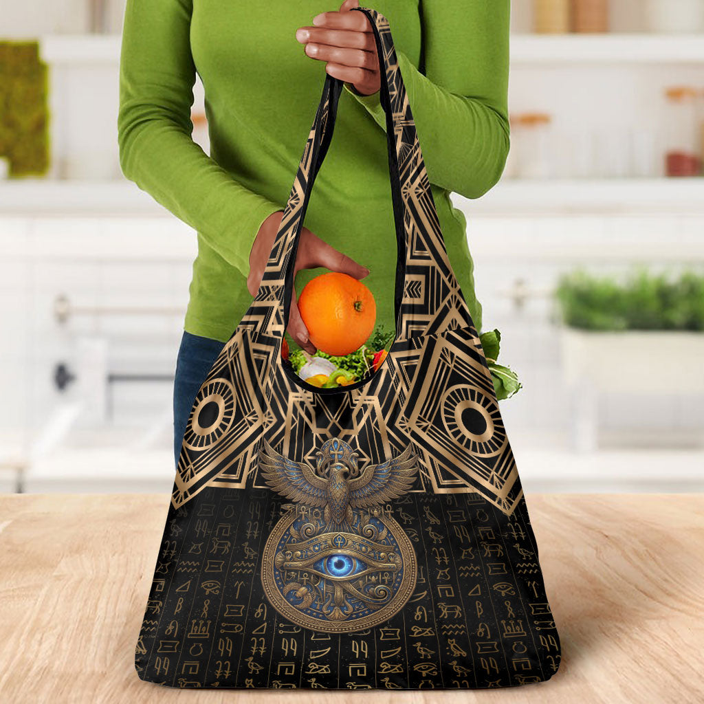 Egypt Eye of Horus Grocery Bag Hieroglyphics Patterns Retro Style