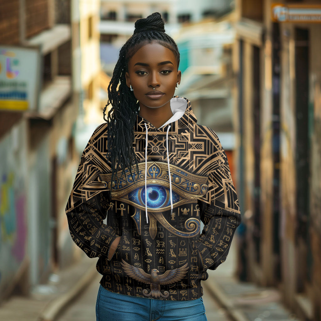 Egypt Eye of Horus Hoodie Hieroglyphics Patterns Retro Style