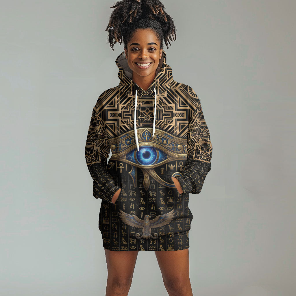 Egypt Eye of Horus Hoodie Dress Hieroglyphics Patterns Retro Style