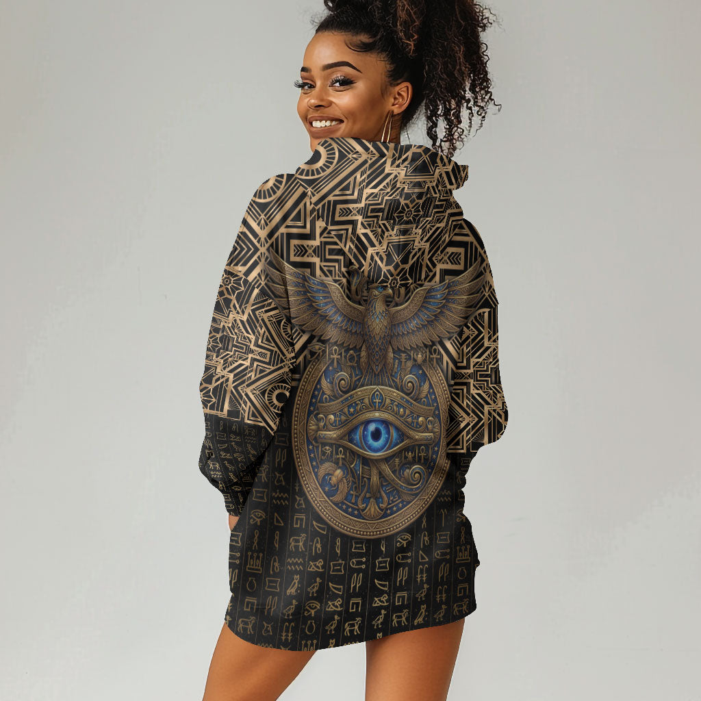 Egypt Eye of Horus Hoodie Dress Hieroglyphics Patterns Retro Style