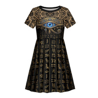 Egypt Eye of Horus Kid Short Sleeve Dress Hieroglyphics Patterns Retro Style