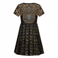 Egypt Eye of Horus Kid Short Sleeve Dress Hieroglyphics Patterns Retro Style