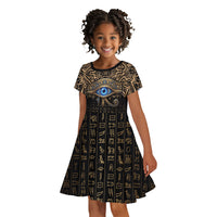 Egypt Eye of Horus Kid Short Sleeve Dress Hieroglyphics Patterns Retro Style