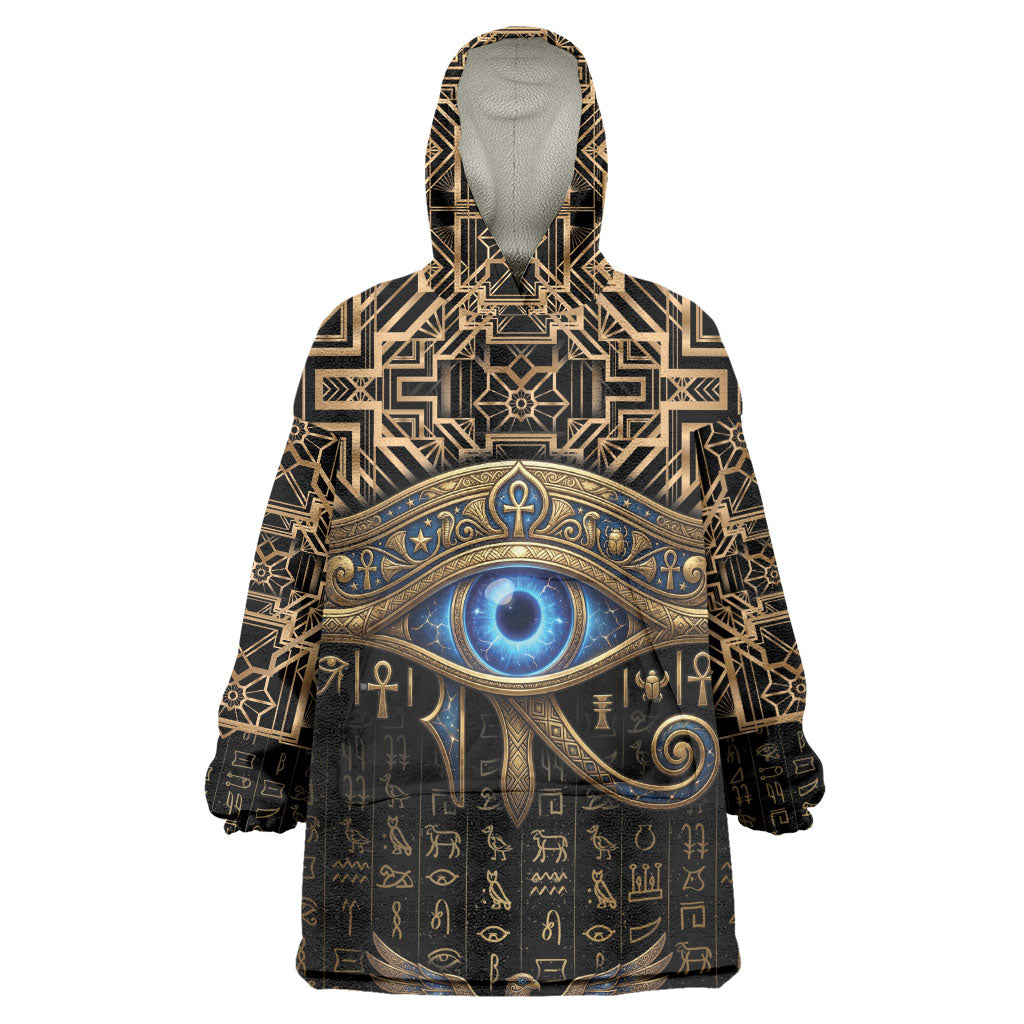 Egypt Eye of Horus Kid Wearable Blanket Hoodie Hieroglyphics Patterns Retro Style