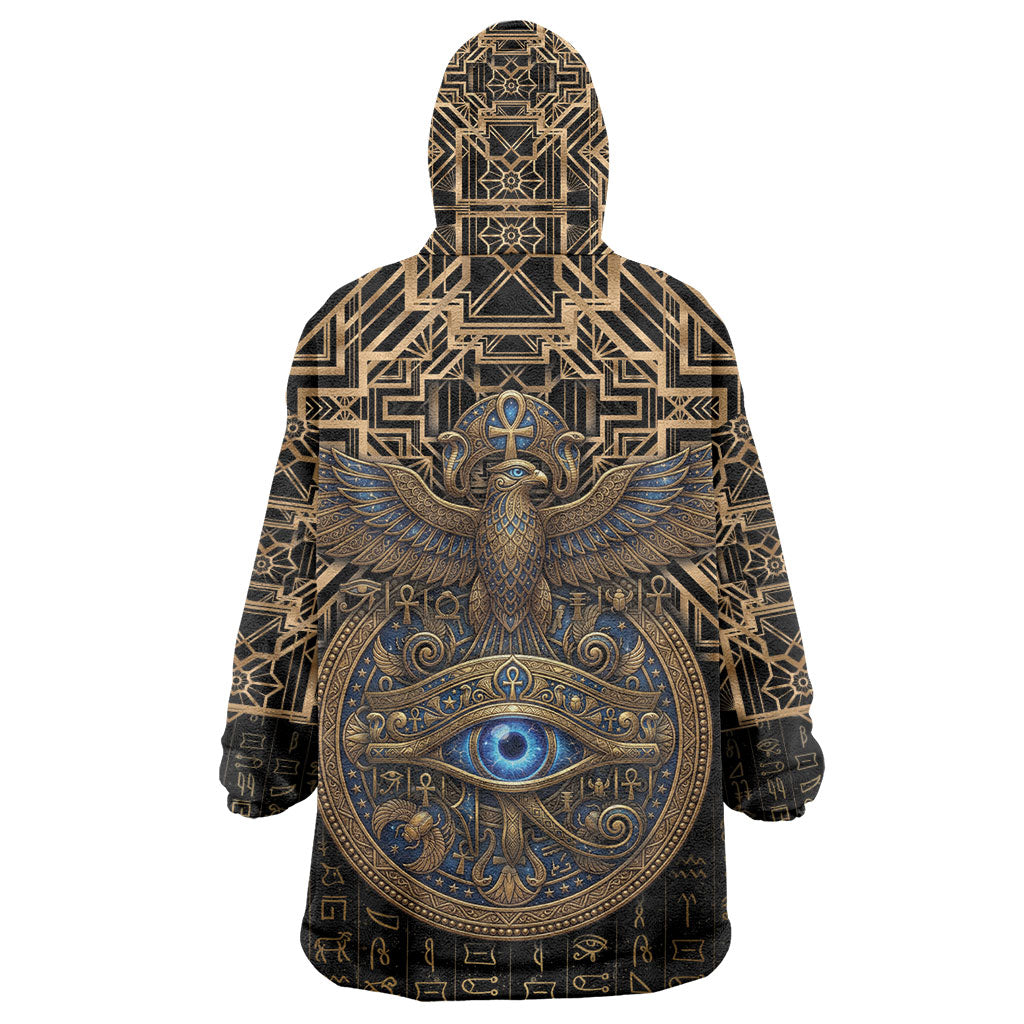 Egypt Eye of Horus Kid Wearable Blanket Hoodie Hieroglyphics Patterns Retro Style