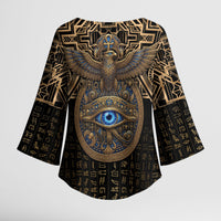 Egypt Eye of Horus Kimono Sleeve Blouse Hieroglyphics Patterns Retro Style