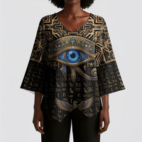 Egypt Eye of Horus Kimono Sleeve Blouse Hieroglyphics Patterns Retro Style
