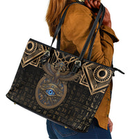 Egypt Eye of Horus Leather Tote Bag Hieroglyphics Patterns Retro Style