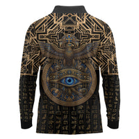 Egypt Eye of Horus Long Sleeve Polo Shirt Hieroglyphics Patterns Retro Style