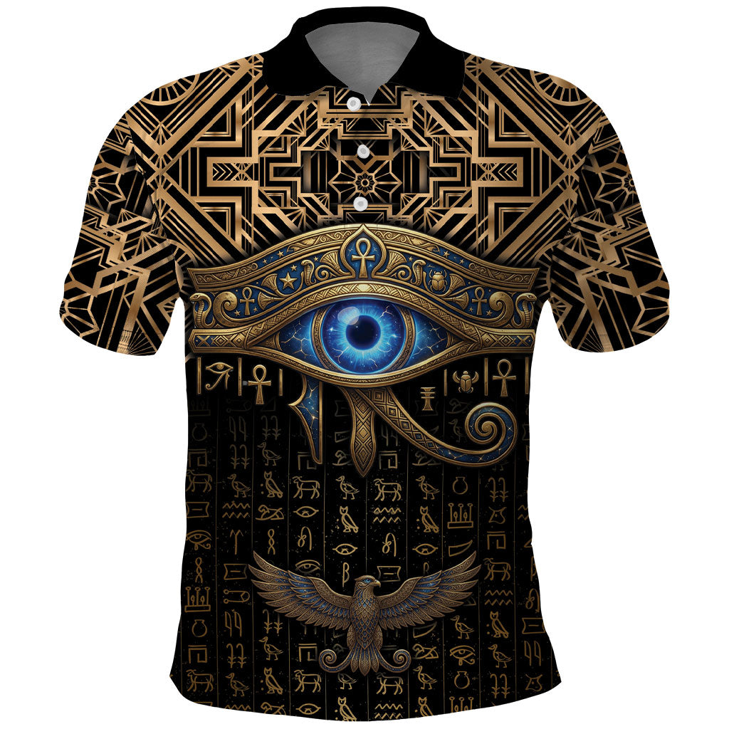 Egypt Eye of Horus Polo Shirt Hieroglyphics Patterns Retro Style