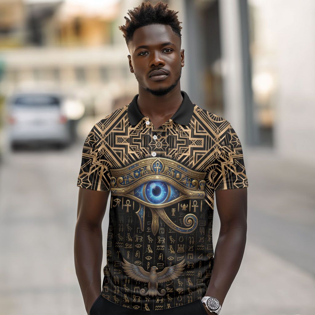 Egypt Eye of Horus Polo Shirt Hieroglyphics Patterns Retro Style