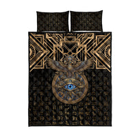 Egypt Eye of Horus Quilt Bed Set Hieroglyphics Patterns Retro Style