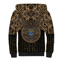 Egypt Eye of Horus Sherpa Hoodie Hieroglyphics Patterns Retro Style