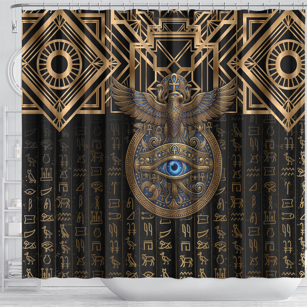 Egypt Eye of Horus Shower Curtain Hieroglyphics Patterns Retro Style