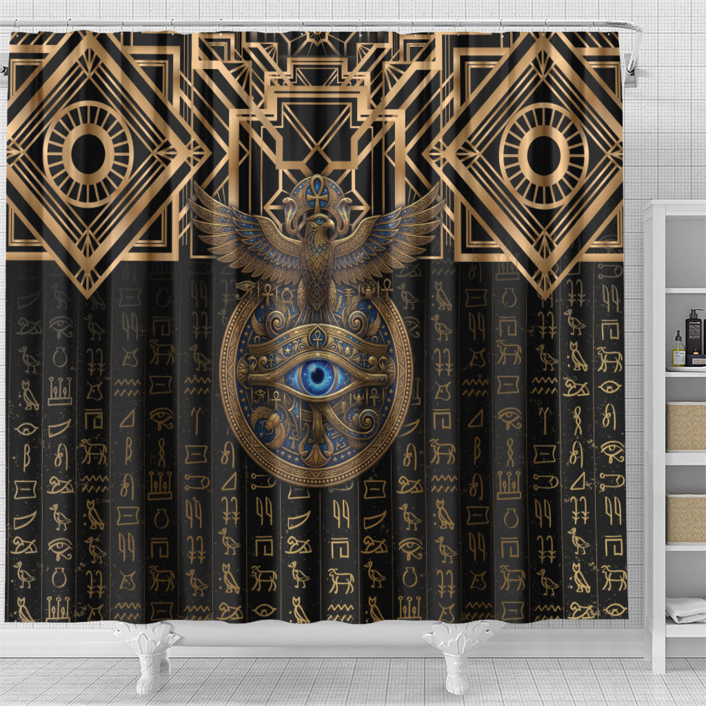 Egypt Eye of Horus Shower Curtain Hieroglyphics Patterns Retro Style