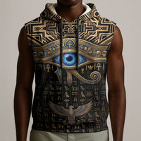 Egypt Eye of Horus Sleeveless Hoodie Hieroglyphics Patterns Retro Style