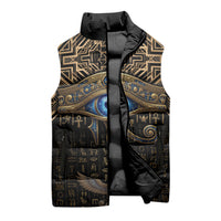Egypt Eye of Horus Sleeveless Puffer Jacket Hieroglyphics Patterns Retro Style