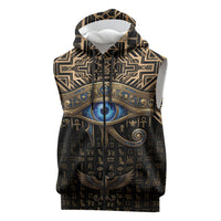 Egypt Eye of Horus Sleeveless Zip Hoodie Hieroglyphics Patterns Retro Style