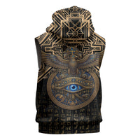 Egypt Eye of Horus Sleeveless Zip Hoodie Hieroglyphics Patterns Retro Style