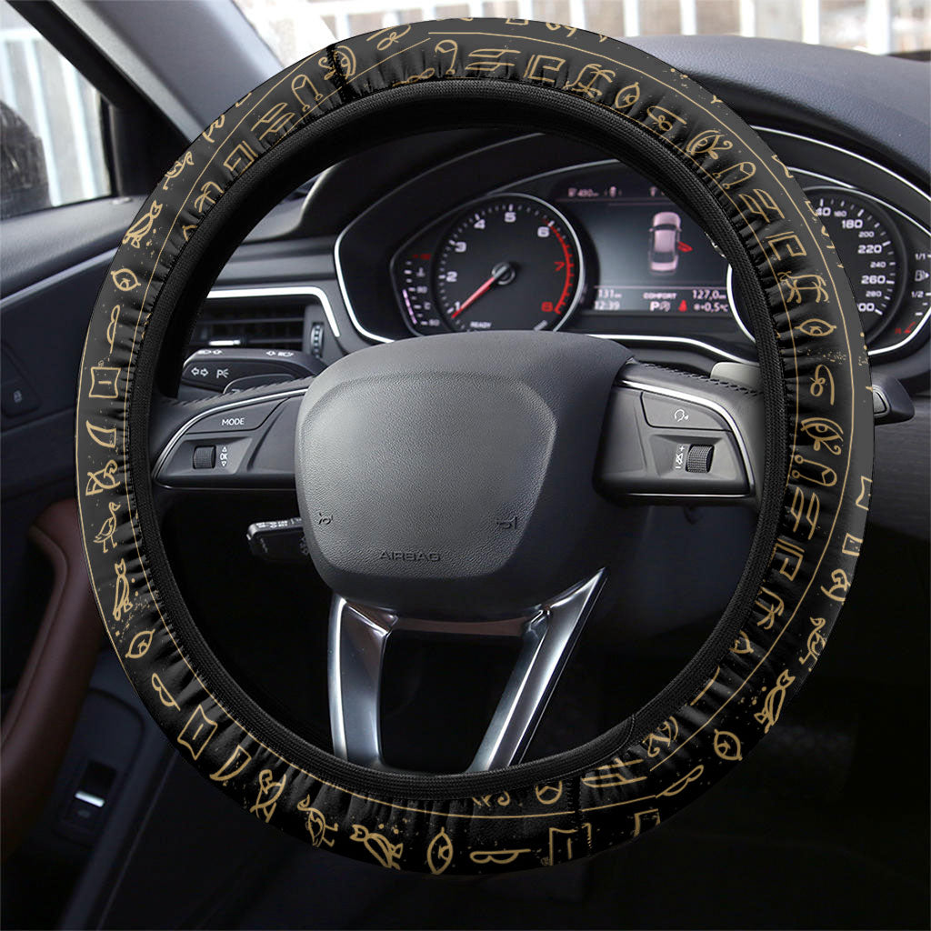 Egypt Eye of Horus Steering Wheel Cover Hieroglyphics Patterns Retro Style