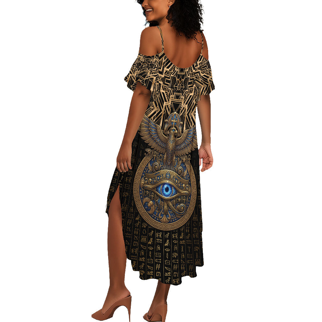 Egypt Eye of Horus Summer Maxi Dress Hieroglyphics Patterns Retro Style