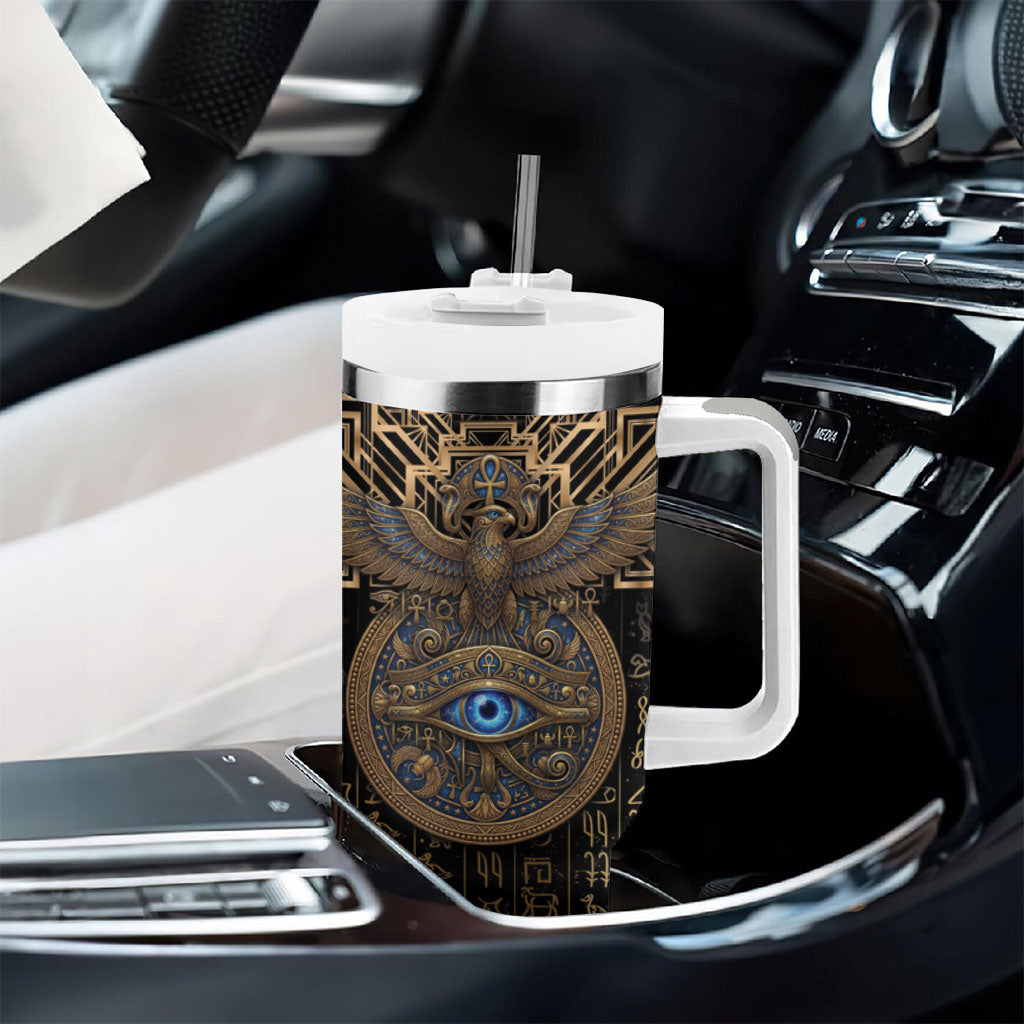 Egypt Eye of Horus Tumbler With Handle Hieroglyphics Patterns Retro Style