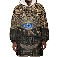 Egypt Eye of Horus Wearable Blanket Hoodie Hieroglyphics Patterns Retro Style