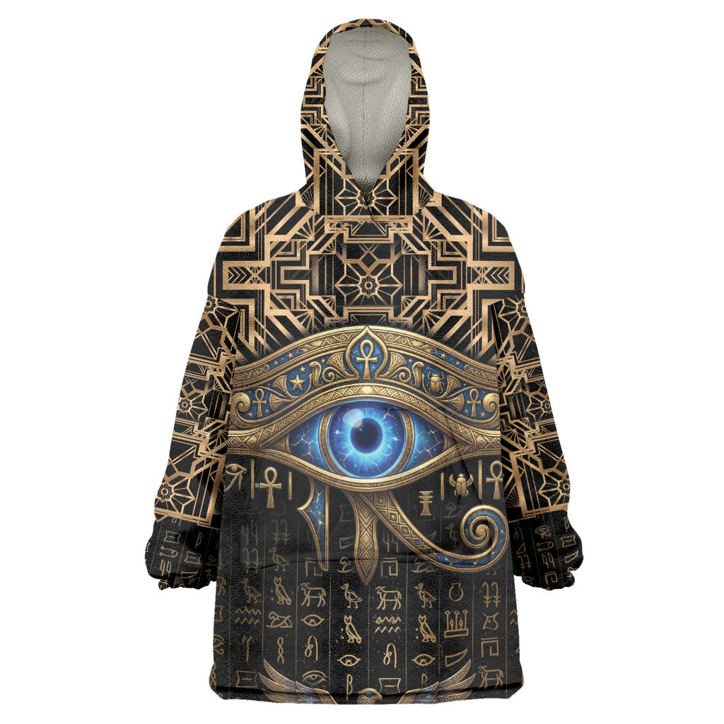 Egypt Eye of Horus Wearable Blanket Hoodie Hieroglyphics Patterns Retro Style