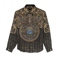 Egypt Eye of Horus Women Casual Shirt Hieroglyphics Patterns Retro Style
